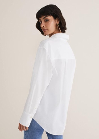 Phase Eight White Cotton Oversized Shirts White USA | 6874395-XQ